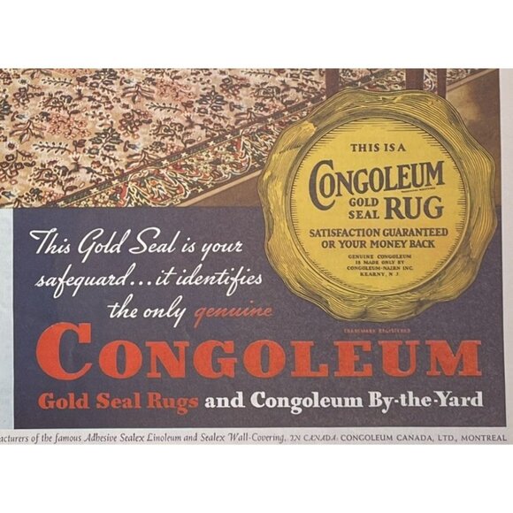 Congoleum Gold Seal Rugs Vintage Print Ad 1936 Kearny NJ u Original - Picture 3 of 6